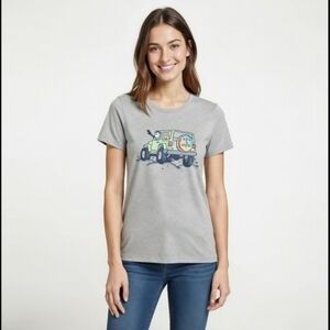 Life Is Good Women's Jake and Rocket Jeep ATV  Adventure Crusher Tee Size Small